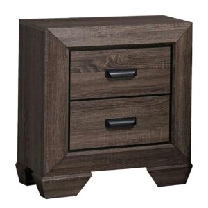 ACME Lyndon Square 2 Drawers Nightstand in Weathered Gray Grain