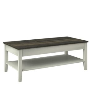 Twin Star Home Two Tone Modern Farmhouse Coffee Table in Old Wood White