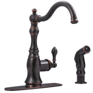 Ultra Faucets UF11245 Bronze Single Handle Kitchen Faucet With Side Spray