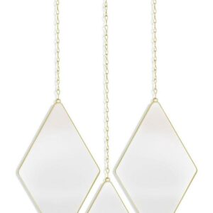 Umbra Dima Diamond Hanging Wall Mirrors 11.25 x 7" Set of 3 Brass