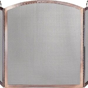 Uniflame 3 Panel Antique Copper Screen With Arched Center Panel