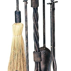 UniFlame 5-Piece Antique Rust Finish Wrought Iron Toolset with Twist Handles