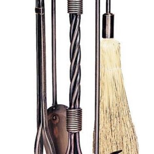 UniFlame 5-Piece Antique Copper Finish Fireset with Ring/Twist Handles