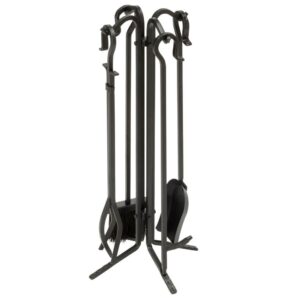 Uniflame F-11140 5 Piece Black Wrought Iron Fireset