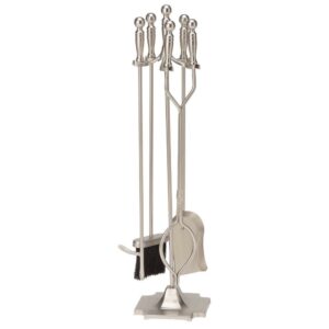 UniFlame 5 Piece Satin Pewter Finish Fireset with Ball Handles