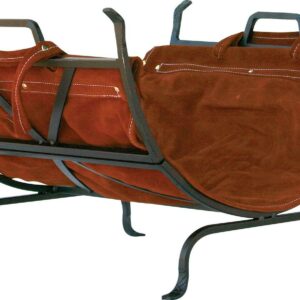 UniFlame Olde World Iron Log Holder with Suede Leather Carrier