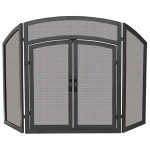 UniFlame S-1178 3 Fold Black Wrought Iron Arch Top w - Doors
