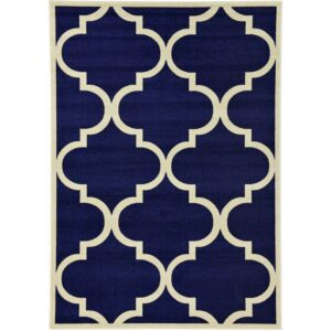 Unique Loom Trellis Collection Area Rug - Austin (7' 1" x 10' Rectangle Navy Blue/Beige)