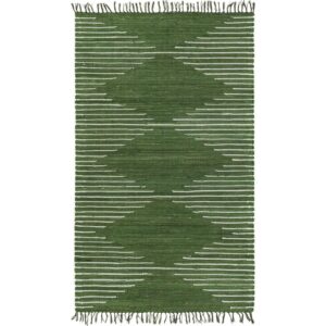 Unique Loom Chindi Cotton Collection Area Rug - Briah (5' 1" x 8' Rectangle Green/Ivory)