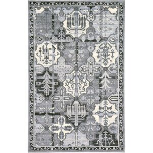 Unique Loom La Jolla Collection Area Rug - Cathedral (5' 1" x 8' Rectangle Gray/Black)