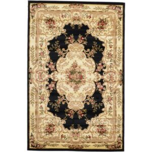 Unique Loom Versailles Collection Area Rug - Charles (5' 3" x 8' Rectangle Black/Cream)