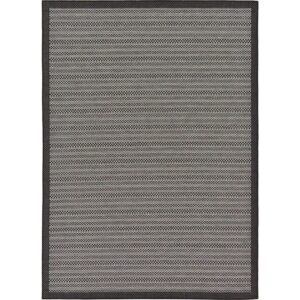 Unique Loom Outdoor Border Collection Area Rug - Checkered (5' 3" x 8' Rectangle Gray/Black)