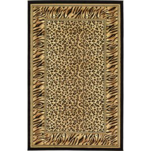 Unique Loom Wildlife Collection Area Rug - Cheetah (5' 3" x 8' Rectangle Light Brown/Black)