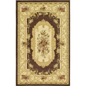 Unique Loom Versailles Collection Area Rug - Henry (5' 3" x 8' Rectangle Brown/Cream)