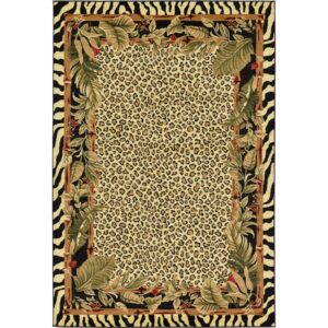 Unique Loom Wildlife Collection Area Rug - Jungle (6' 1" x 9' Rectangle Cream/Black)