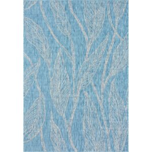 Unique Loom Outdoor Botanical Collection Area Rug - Leaf (8' x 11' 4" Rectangle Light Aqua/Ivory)