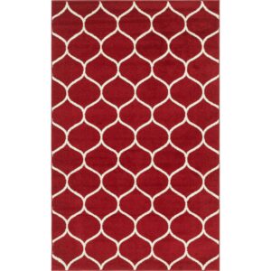 Unique Loom Trellis Frieze Collection Area Rug - Rounded (5' 1" x 8' Rectangle Red/Ivory)