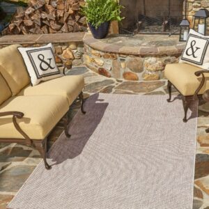 Unique Loom Outdoor Solid Collection Area Rug (6' 1" x 9' Rectangle Beige/Ivory)