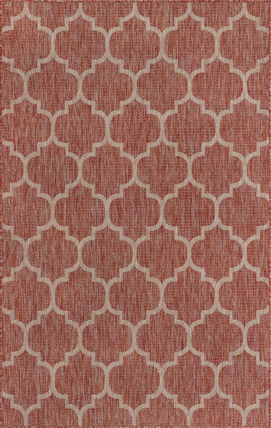Unique Loom Outdoor Trellis Collection Area Rug (5' 3" x 8' Rectangle Rust Red/Ivory) - Image 2