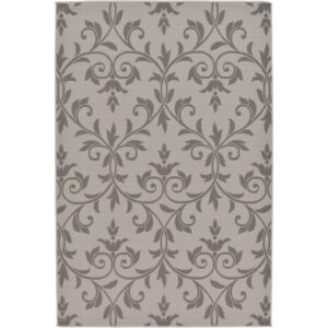 Unique Loom Outdoor Botanical Collection Area Rug - Victorian (5' 3" x 8' Rectangle Gray/Silver)