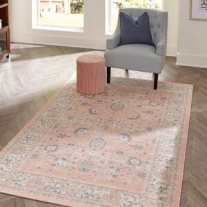 Unique Loom Whitney Collection Area Rug - Bordeaux (4' x 6' Rectangle Powder Pink/Blue)