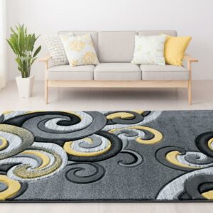 United Weavers Drachma Dahlia Modern Paisley Accent Rug, Yellow, 2'7" x 4'2"