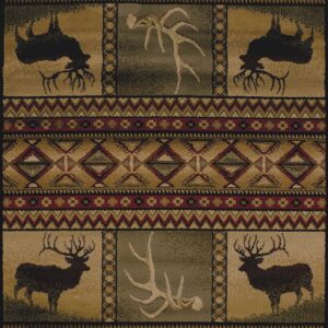 United Weavers Essence Bull Elk Lodge Multi Woven Polypropylene Area Rug