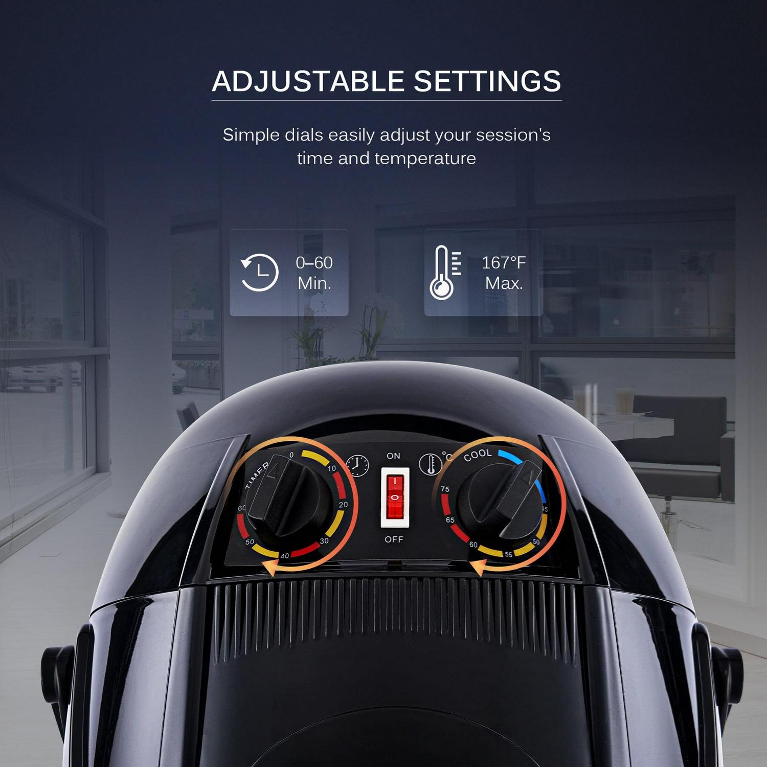 Upgraded CO-Z Professional Salon Standing Bonnet & Hood Hair Dryer, 1300 Watts, Black - Image 4