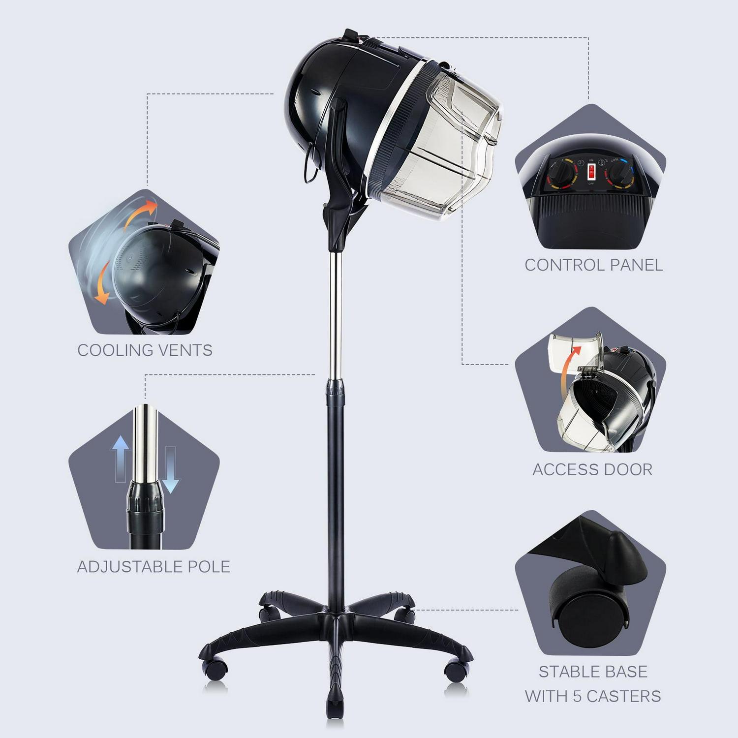 Upgraded CO-Z Professional Salon Standing Bonnet & Hood Hair Dryer, 1300 Watts, Black - Image 7