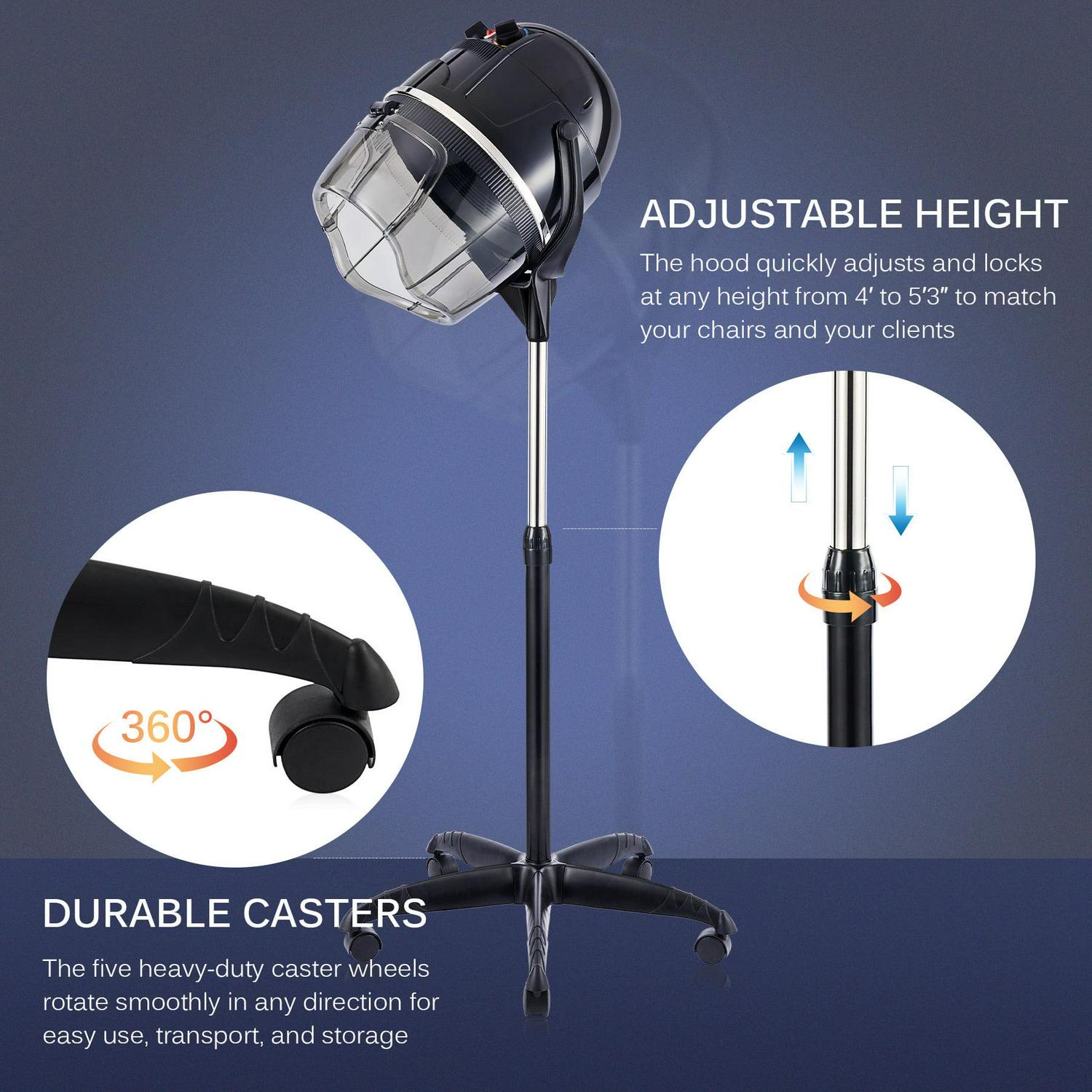 Upgraded CO-Z Professional Salon Standing Bonnet & Hood Hair Dryer, 1300 Watts, Black - Image 2