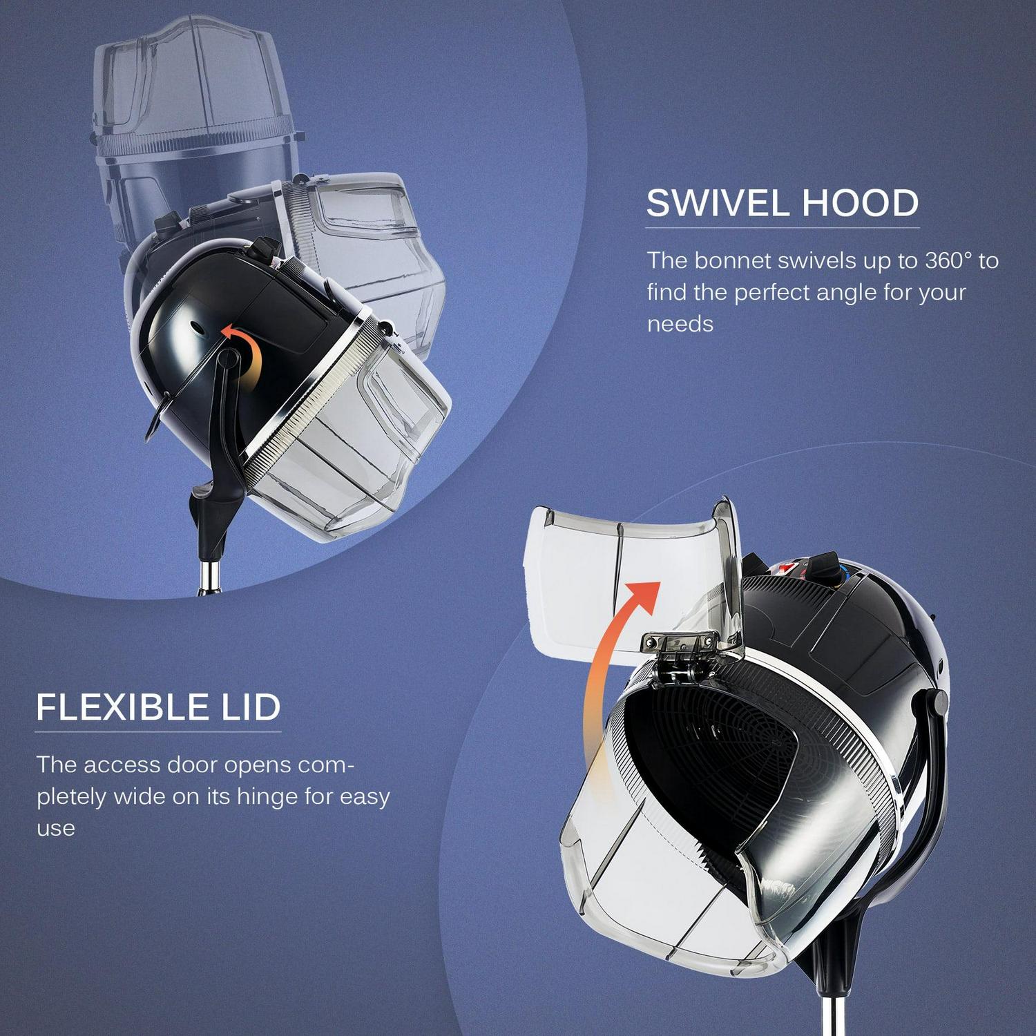 Upgraded CO-Z Professional Salon Standing Bonnet & Hood Hair Dryer, 1300 Watts, Black - Image 3