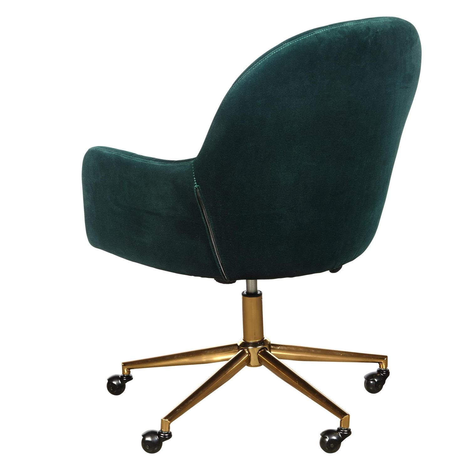 Upholstered Channel Tufted Office Chair in Emerald Green Velvet - Image 4