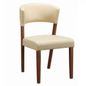Upholstered Dining Chairs With Cream Seat in Nutmeg Finish (Set of 2)