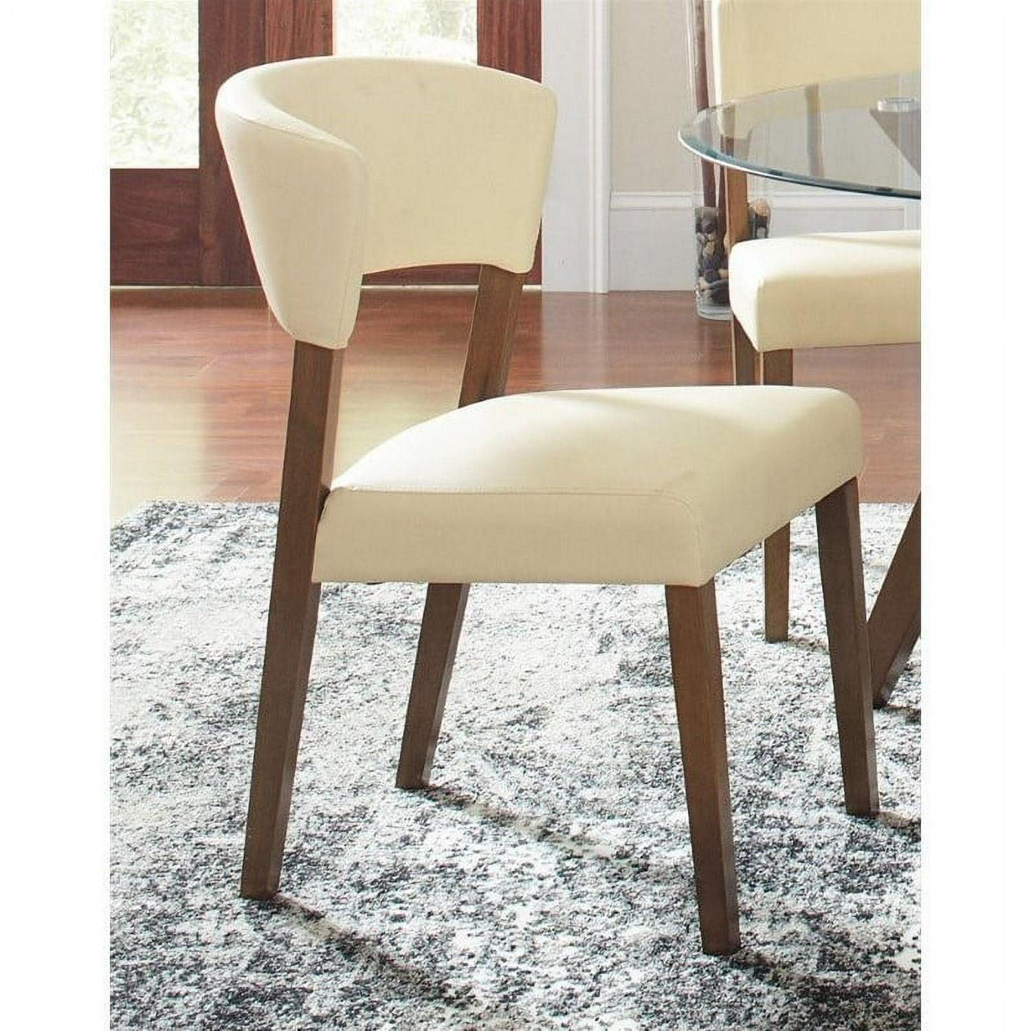 Upholstered Dining Chairs With Cream Seat in Nutmeg Finish (Set of 2) - Image 2