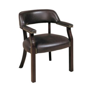 Upholstered Office Chair with Nailhead Trim Burgundy