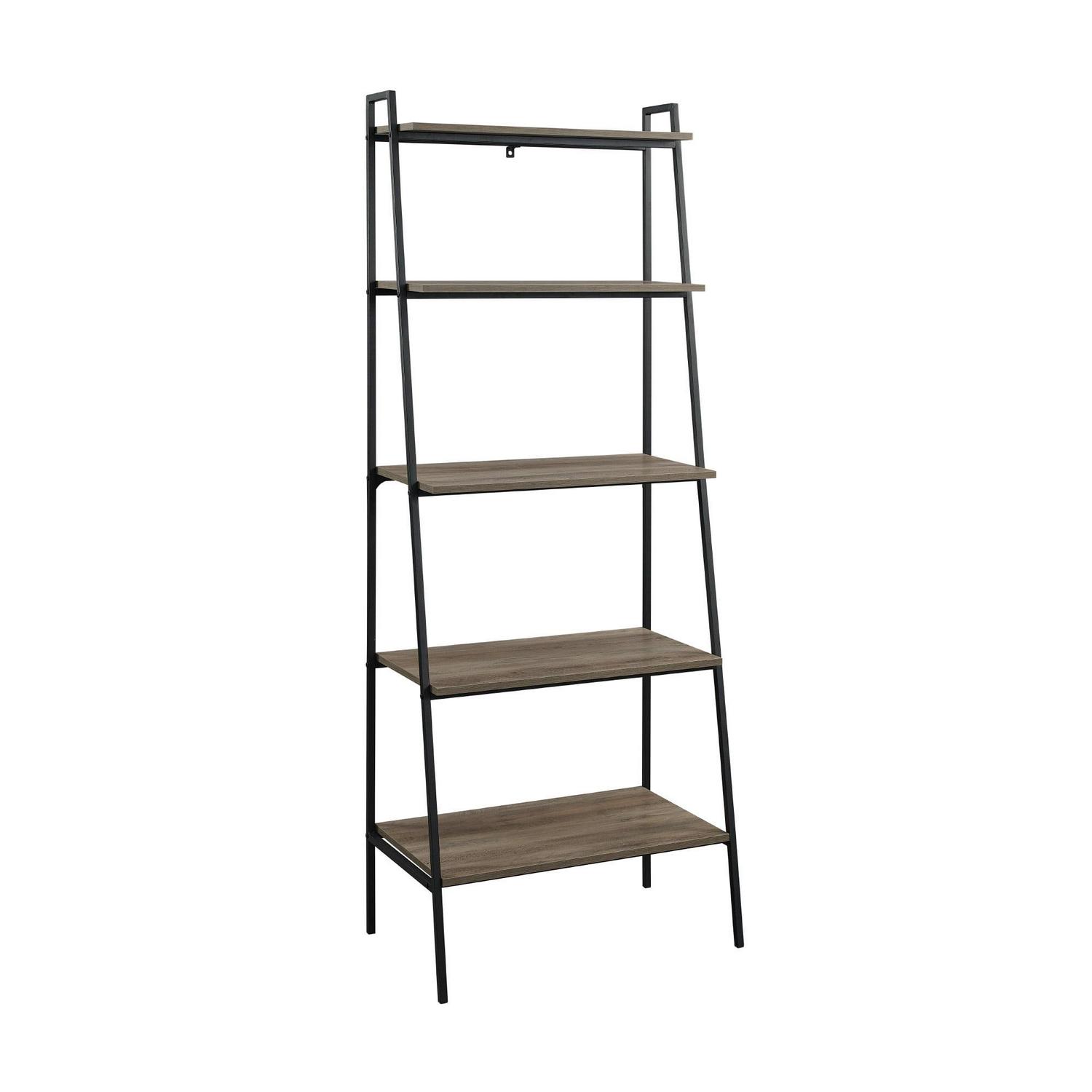 Walker Edison Urban Industrial 5-Shelf Ladder Bookcase, Grey Wash - Image 2