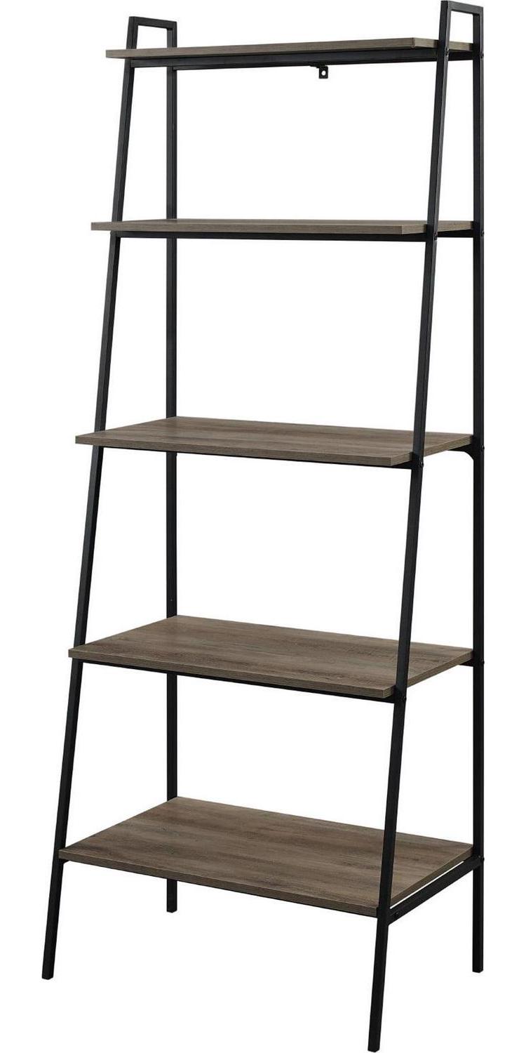 Walker Edison Urban Industrial 5-Shelf Ladder Bookcase, Grey Wash - Image 4