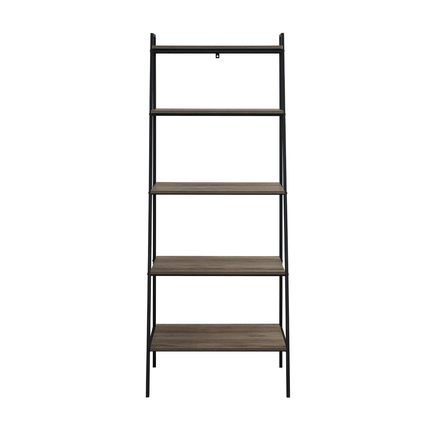 Walker Edison Urban Industrial 5-Shelf Ladder Bookcase, Grey Wash - Image 3