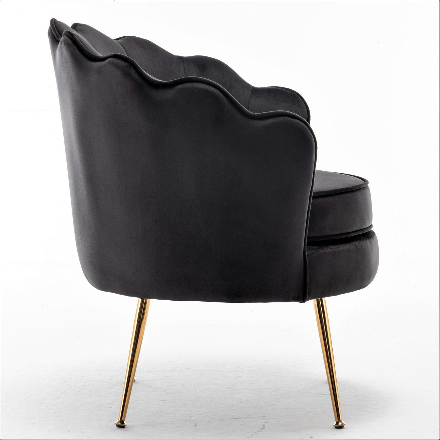 US Pride Furniture Cavett 28.3" Wide Velvet Barrel Chair with Gold Metal Legs Orange - Image 4