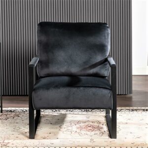 US Pride Furniture Hosam 25.4" Velvet Upholstery Metal Arms Chair Black