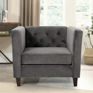Uspridefurniture Omnisphere 33.07'' Velvet Square Armchair -Gray