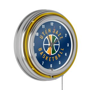 Utah Jazz NBA Chrome Double Ring Neon Clock