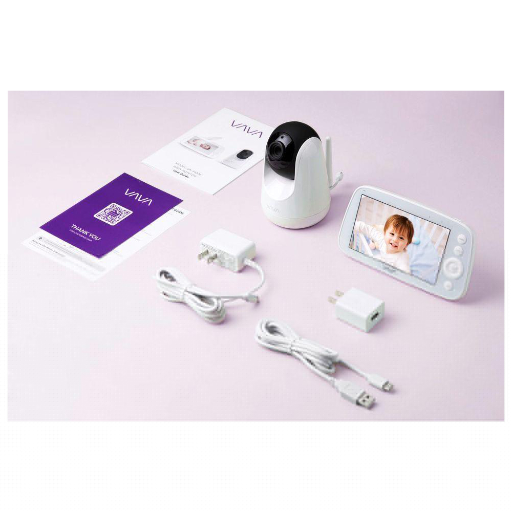 VAVA 5" 720P HD Video Baby Monitor with Night Vision, Zoom/Pan/Tilt, and 2-Way Audio, White-New - Image 6