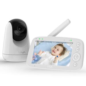 VAVA 5" 720P HD Video Baby Monitor with Night Vision, Zoom/Pan/Tilt, and 2-Way Audio, White-New