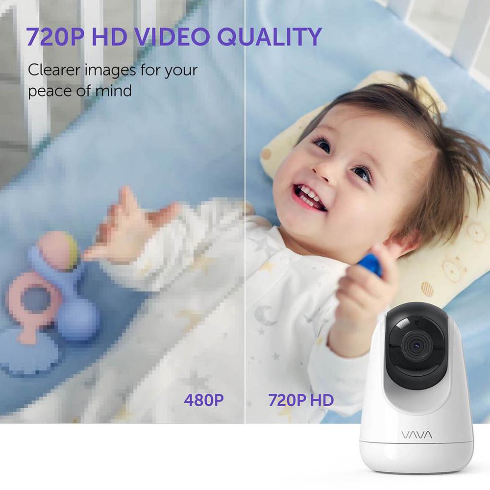 VAVA 5" 720P HD Video Baby Monitor with Night Vision, Zoom/Pan/Tilt, and 2-Way Audio, White-New - Image 4