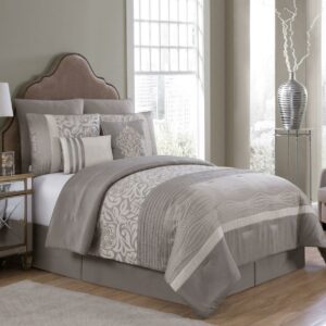 VCNY Home Arcadia 8-Piece Taupe Floral Comforter Set, King, Adult, Unisex