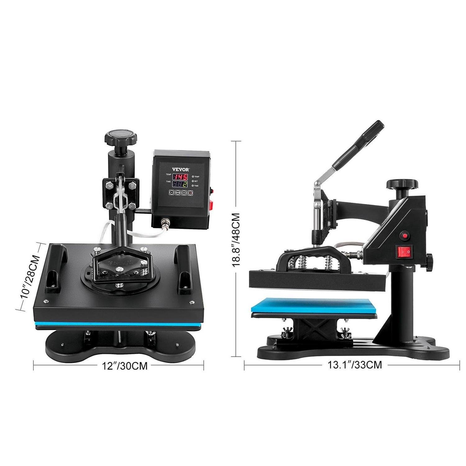 VEVOR 12X10 inch Heat Press Dual Digital Heat Press Machine 650W Swing Away Heat Press T-Shirt Sublimation Printer Transfer 360 Degree Rotation for DIY T-Shirts - Image 8