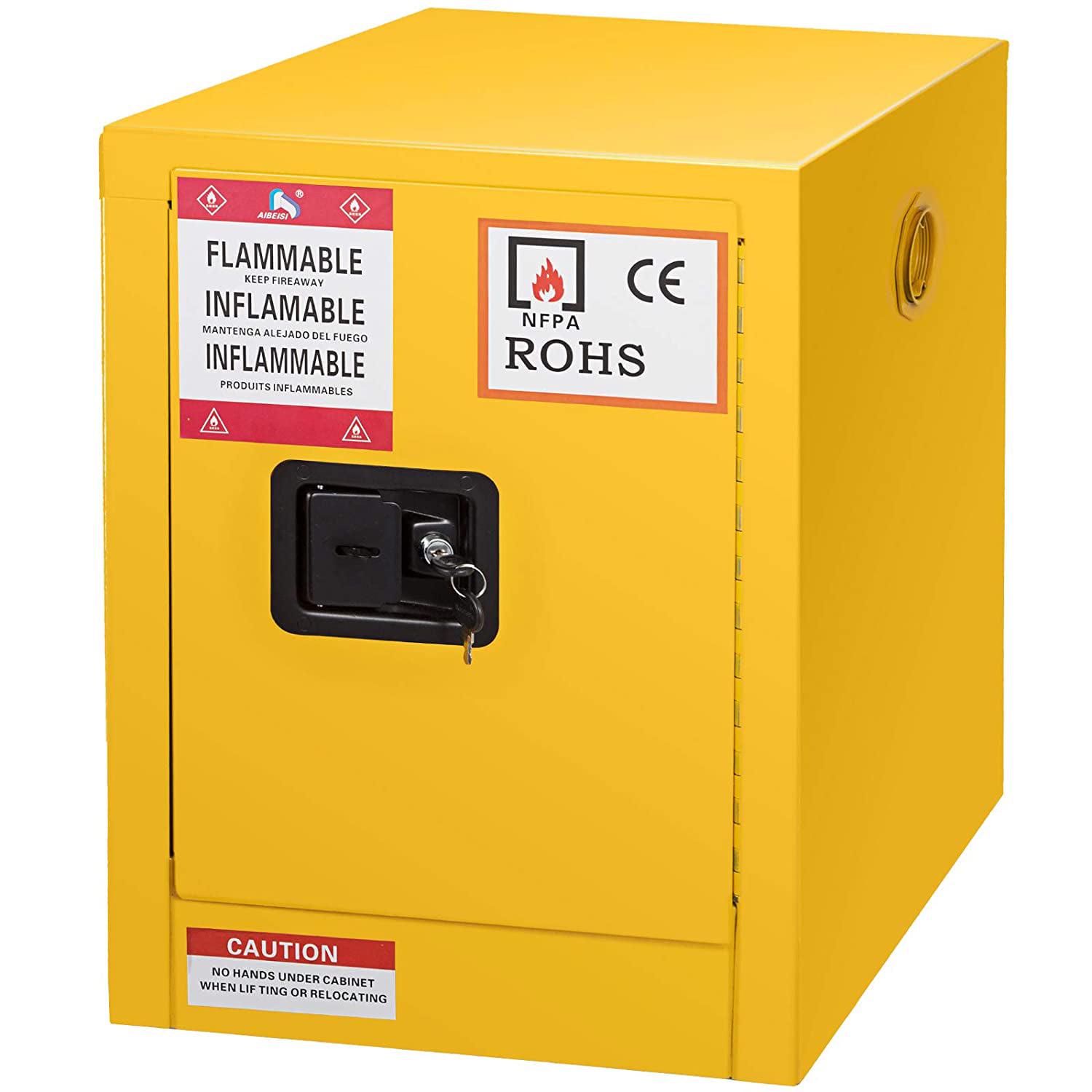 VEVOR 17" x 17" x 22" Flammable Cabinet Galvanized Steel, Safety Cabinet 12 Gallon, Adjustable Shelf Flammable Storage Cabinet, for Commercial Industrial and Home Use - Image 9