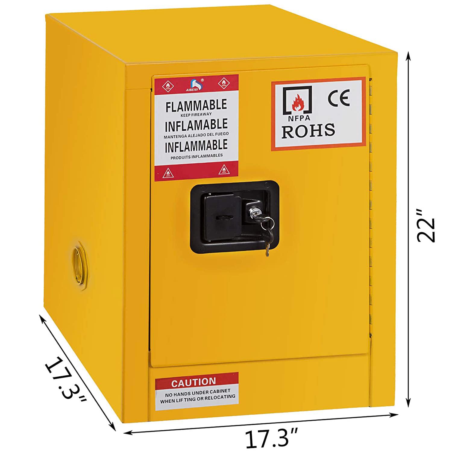 VEVOR 17" x 17" x 22" Flammable Cabinet Galvanized Steel, Safety Cabinet 12 Gallon, Adjustable Shelf Flammable Storage Cabinet, for Commercial Industrial and Home Use - Image 2