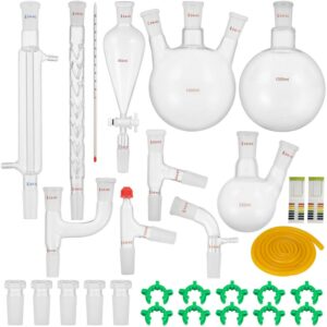 VEVOR 29pcs 24/40 Joints Lab Glassware Kit Organic Chemistry Lab Glassware Set Laboratory Condenser Essential Lab Equipment